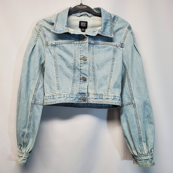 BDG Jackets & Blazers - BDG Puff Sleeve Cropped Denim Jean Jacket